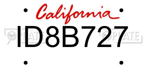 ID8B727 California License Plate