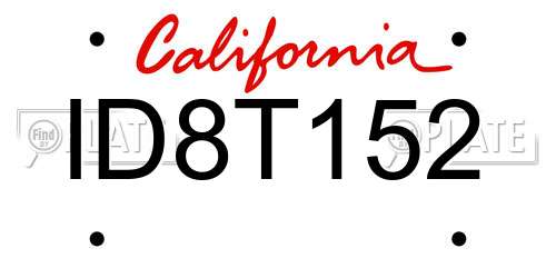 ID8T152 California License Plate