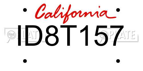 ID8T157 California License Plate