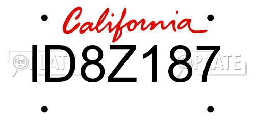 ID8Z187 California License Plate