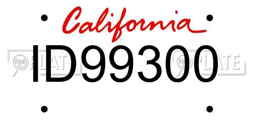 ID99300 California License Plate