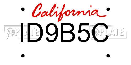 ID9B5C California License Plate