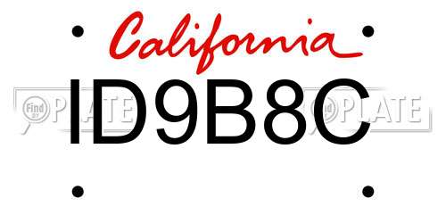 ID9B8C California License Plate