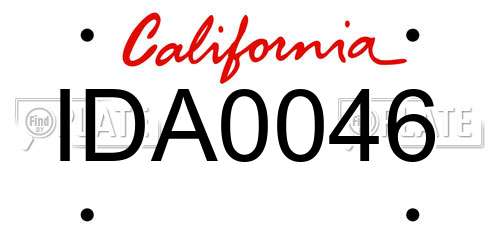 IDA0046 California License Plate