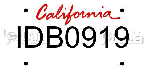 IDB0919 California License Plate