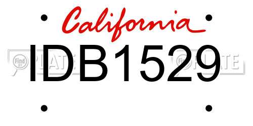 IDB1529 California License Plate