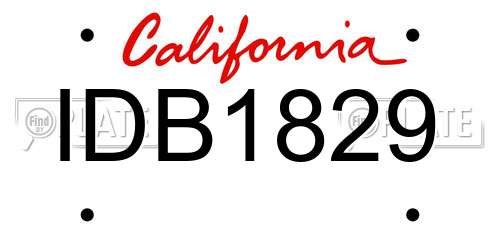 IDB1829 California License Plate