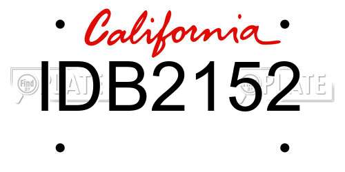 IDB2152 California License Plate