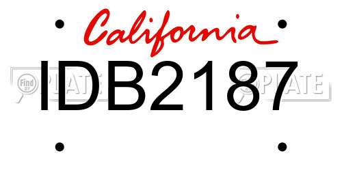 IDB2187 California License Plate