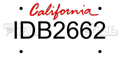 IDB2662 California License Plate