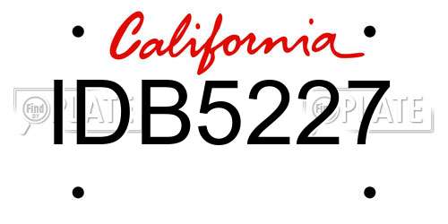 IDB5227 California License Plate