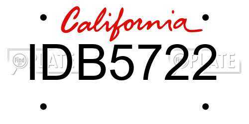IDB5722 California License Plate