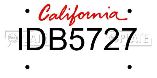 IDB5727 California License Plate