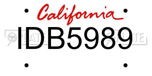 IDB5989 California License Plate