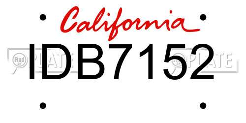 IDB7152 California License Plate