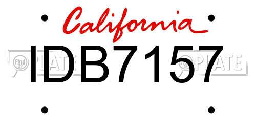 IDB7157 California License Plate
