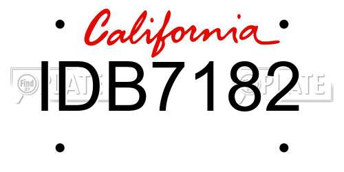 IDB7182 California License Plate