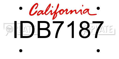 IDB7187 California License Plate