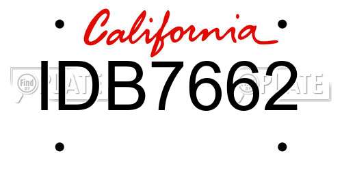 IDB7662 California License Plate