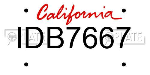 IDB7667 California License Plate