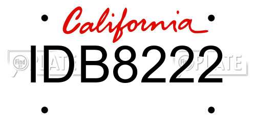 IDB8222 California License Plate