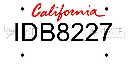 IDB8227 California License Plate