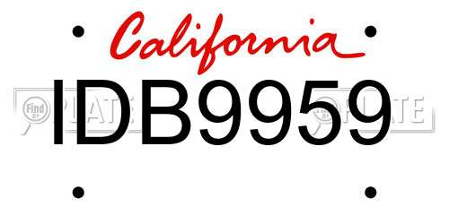 IDB9959 California License Plate