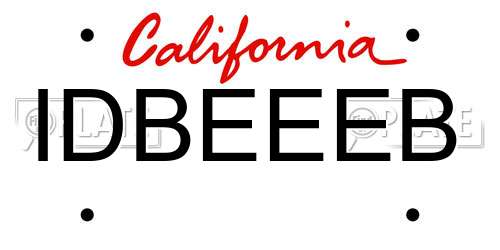 IDBEEEB California License Plate