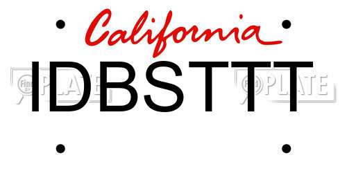 IDBSTTT California License Plate
