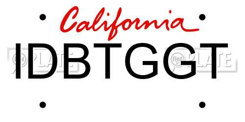 IDBTGGT California License Plate