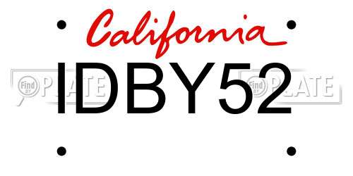 IDBY52 California License Plate