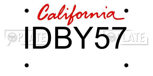IDBY57 California License Plate