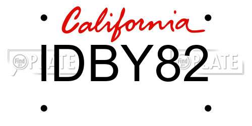 IDBY82 California License Plate