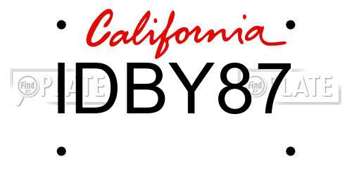 IDBY87 California License Plate
