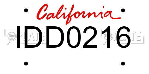 IDD0216 California License Plate