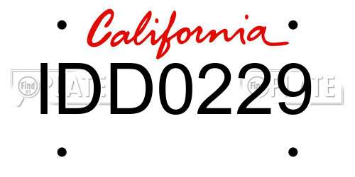 IDD0229 California License Plate
