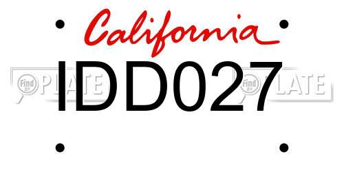 IDD027 California License Plate