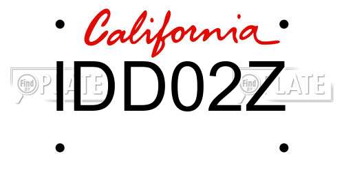 IDD02Z California License Plate