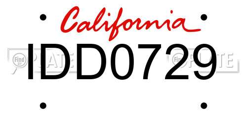IDD0729 California License Plate