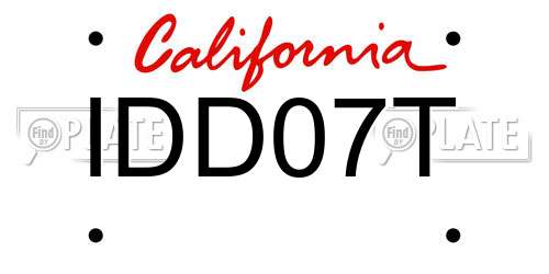 IDD07T California License Plate