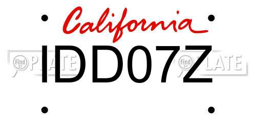 IDD07Z California License Plate