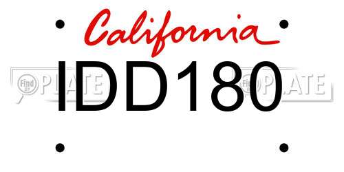 IDD180 California License Plate