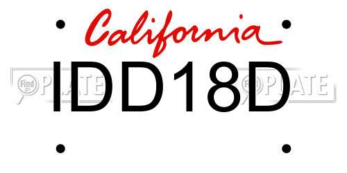 IDD18D California License Plate