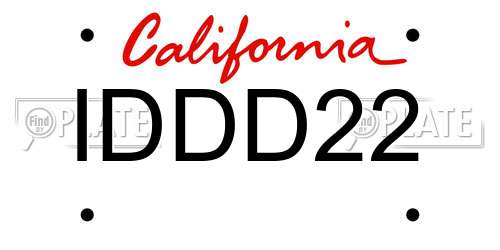 IDDD22 California License Plate