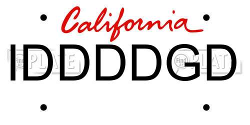 IDDDDGD California License Plate