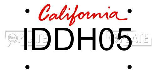 IDDH05 California License Plate