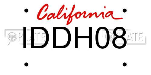 IDDH08 California License Plate