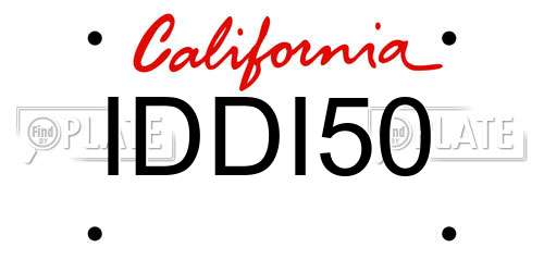 IDDI50 California License Plate