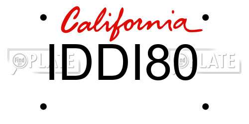 IDDI80 California License Plate