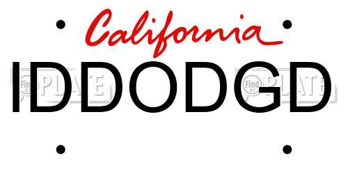 IDDODGD California License Plate